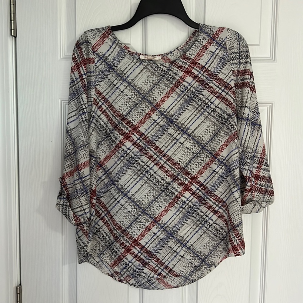 Skies are Blue-Davies Crew Neck Blouse, Womens Size Small, multi colored pattern